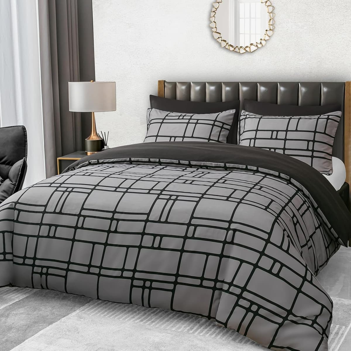Pamposh 3 Pcs Single Duvet Cover Set with Matching Black Single Fitted Sheet 40 cm Extra Deep Pocket - UltraSoft Breathable Premium Microfibre Reversible Quilt Cover Bedding Set For All Seasons — view 61