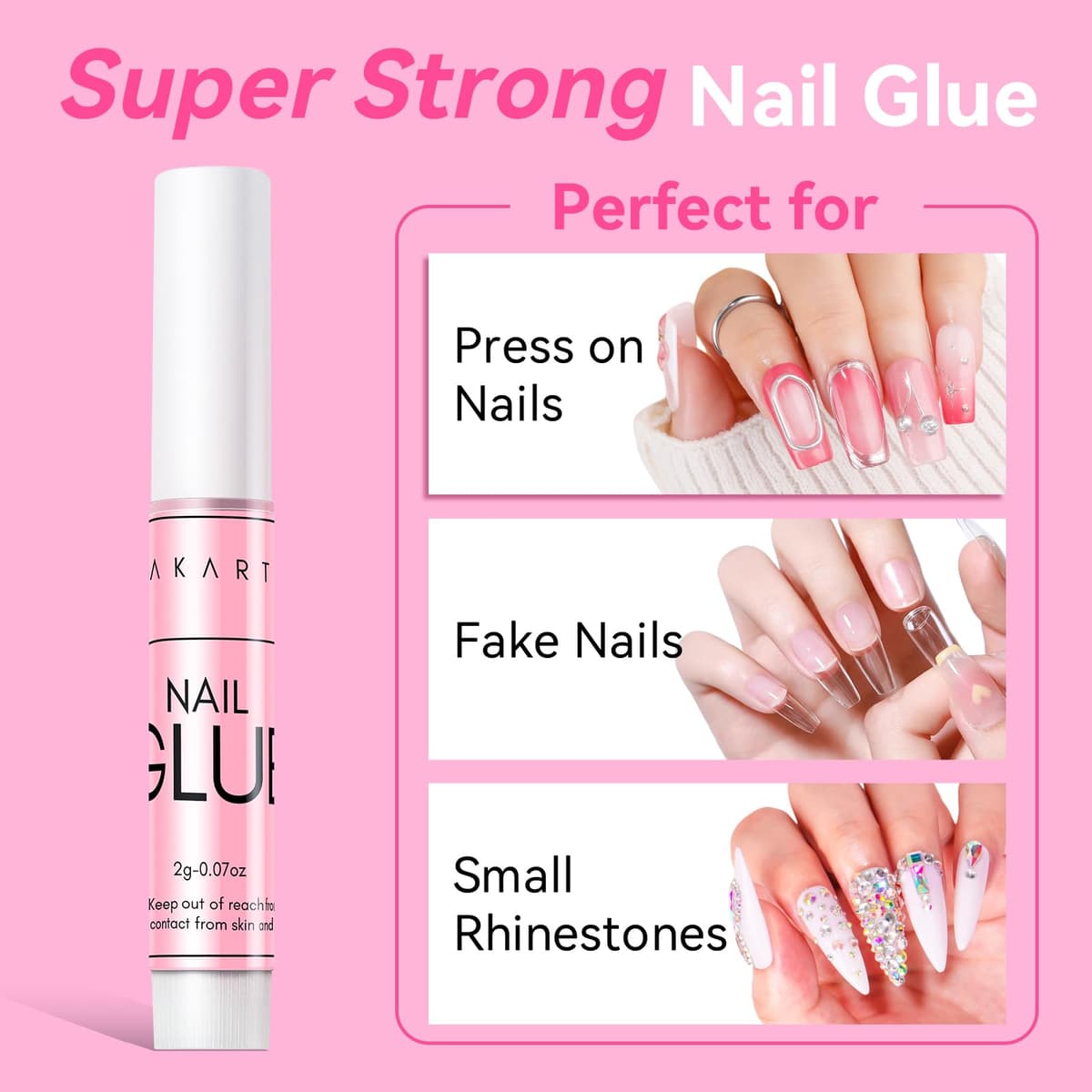 Makartt Nail Glue Extra Strong for Nail Tips, 5s Dries Quickly, 10Pcs Press on Nail Glues for Acrylic Nails and Broken Nails, Professional Super False Nail Glue Long Lasting, No Nail Lamp Needed — view 2