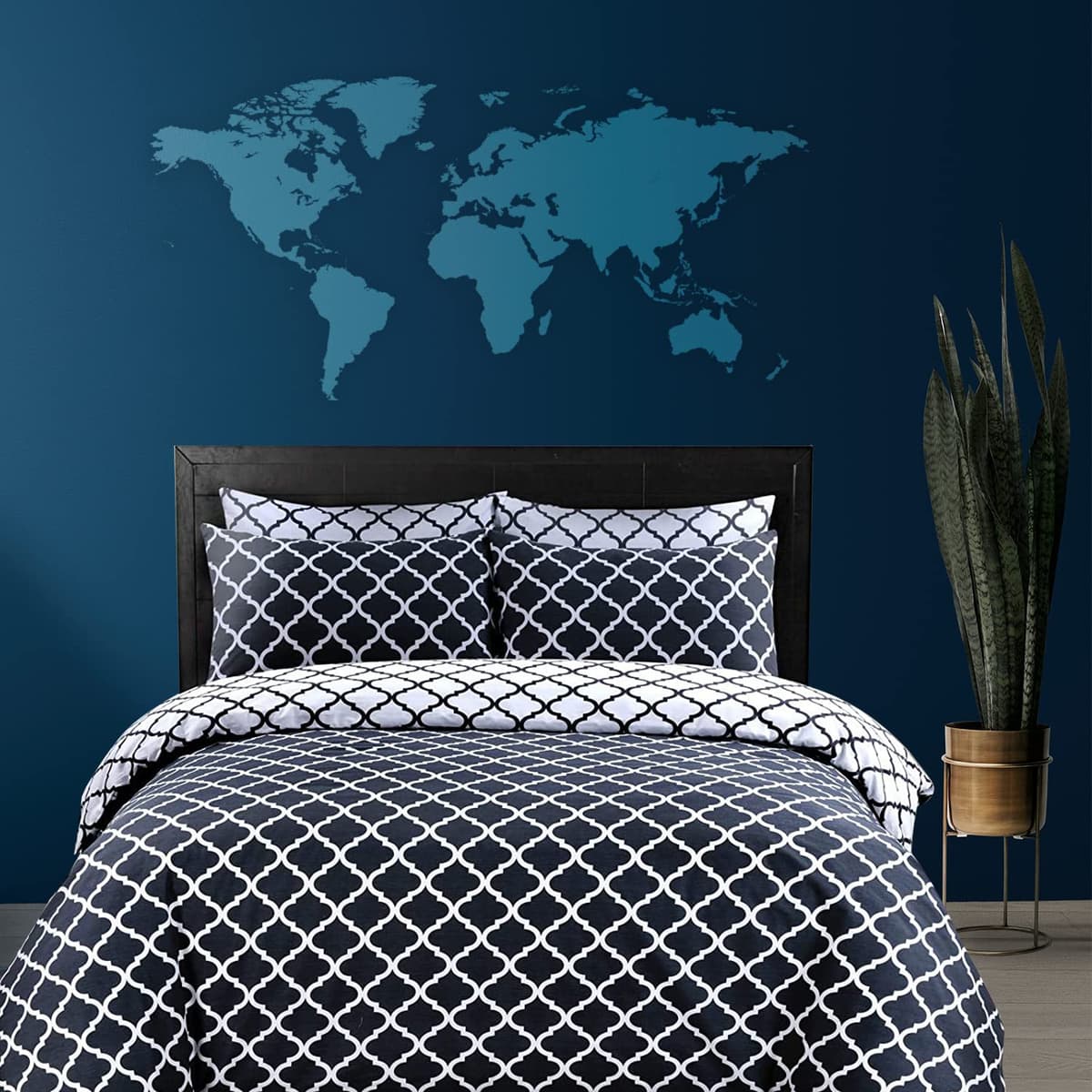 DTEX HOMES Double Duvet Set 100% Pure Cotton Reversible Printed Hotel Quality Duvet Cover Ultra Soft Easy Care double bedding Set Super Soft and Luxury Duvet Cover Sets (Balia Silver) — view 13