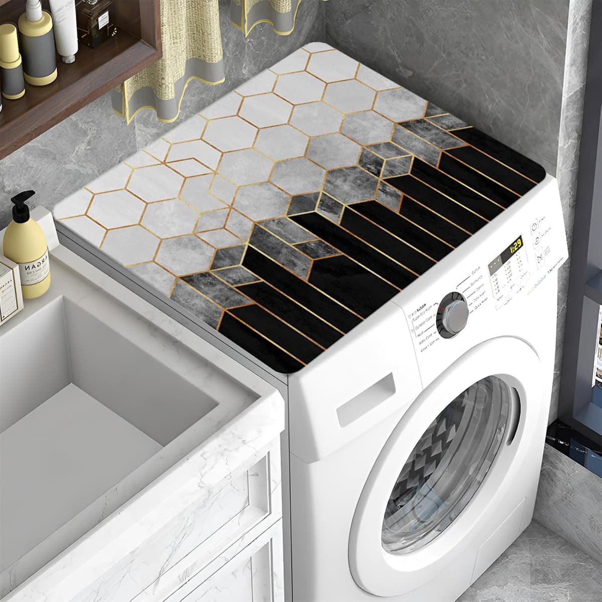 YeahBoom Cubierta Superior para Lavadora y Secadora,60 x 60 cm Cubierta para Lavadora,Funda para Lavadora,Funda Antipolvo para Lavadoras,Secadoras,Cocinas,Autocaravanas,Baños — view 16