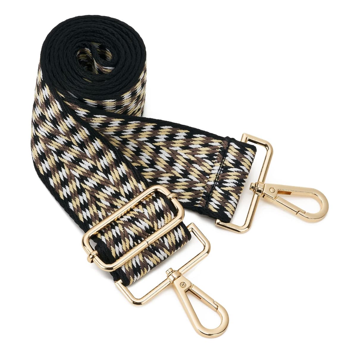 ZOOEASS Wide Shoulder Strap, Guitar Style Adjustable Purse Strap with Gold Buckle Replacement Woven Crossbody Straps for Handbags((3.8CM) Shining Black) — view 103