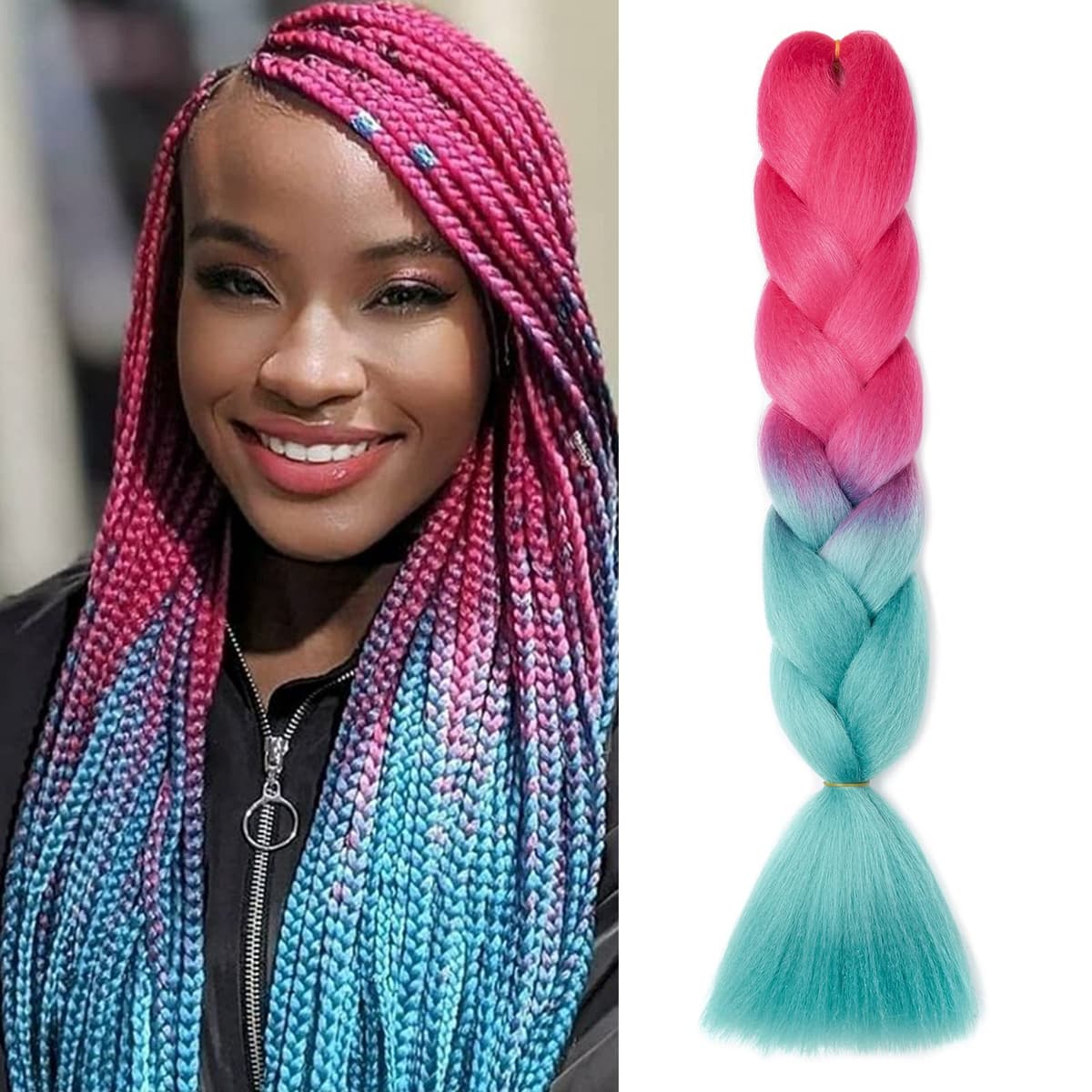 60cm Extensiones de Pelo Trenzas Africanas Castaño Oscuro Extensiones para Trenzas Africanas 1 pcs 100g Kanekalon Pelo para Trenzas Africanas Sintetico Extensiones de Trenzado Cabello Braiding — view 60