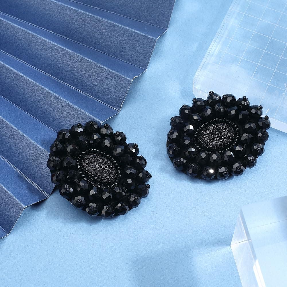 GORGECRAFT 1 Box of 2 Pieces Rhinestone Alloy Clips for Shoes Black Beads Ornaments Removable Jewelry Clip Buckles for Women Shoes Heels Bridal Bags — view 4