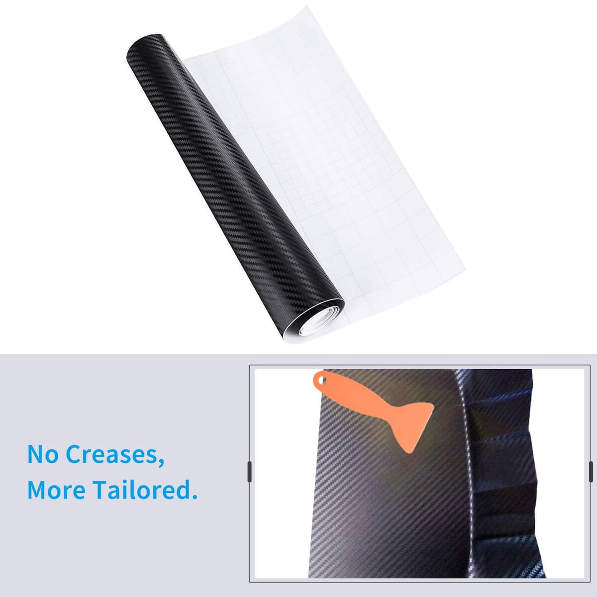 Carbon Fibre Vinyl Wrap Roll with Plastic Scrapers, 1500 x 300 mm Self-Adhesive Vinyl Sticker Tape for Cars Auto and Motorcycle DIY, Interior/Exterior, Textured 3d Effect, Matt Black — view 4