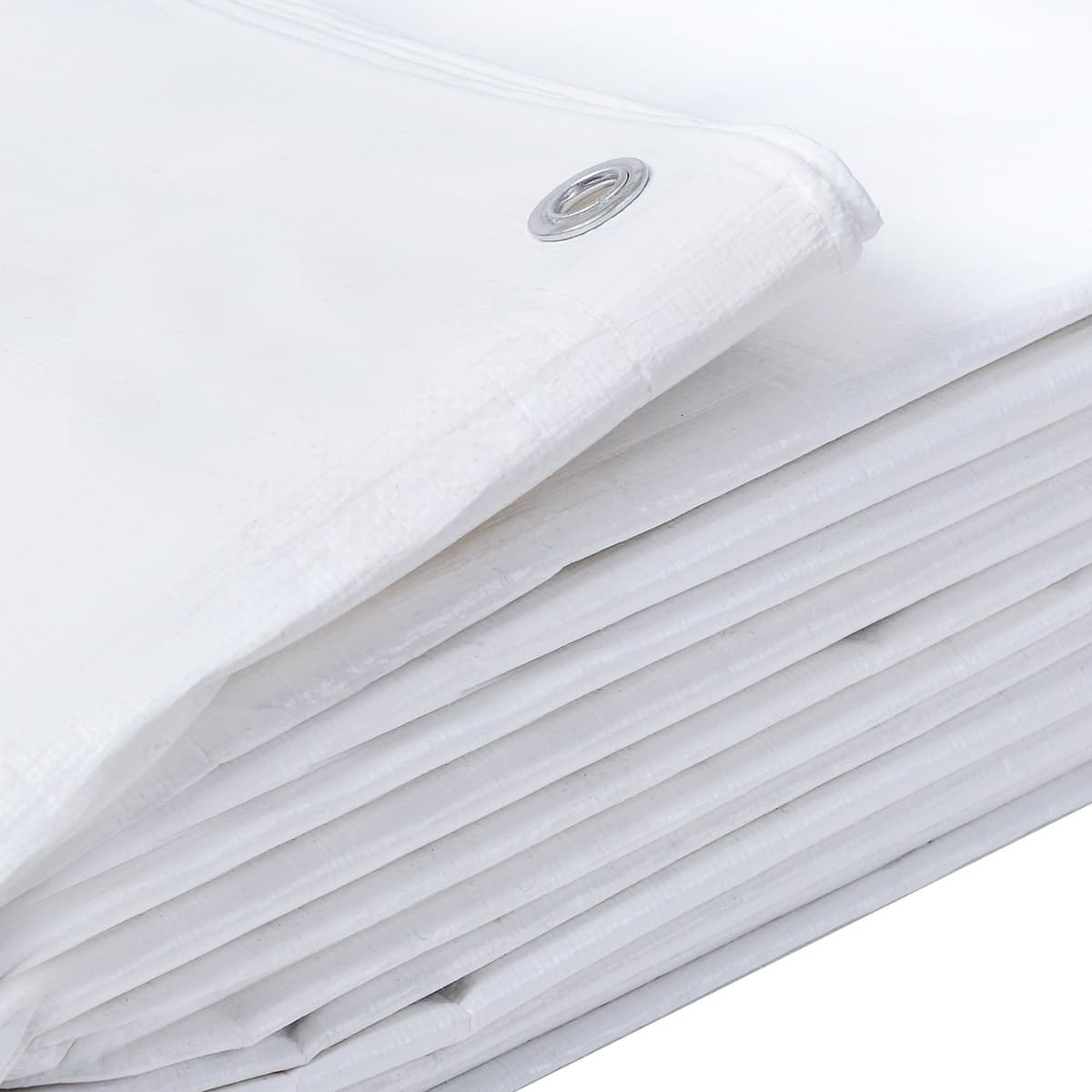 WOLTU Lona Impermeable Exterior 3x4m, 180g/m² Lona de Protección Toldo Reforzado PE con Ojales, Duradera Resistente a Los Rayos UV Desgarros, para Leña, Muebles, Jardín, Piscinia, Blanco — view 4