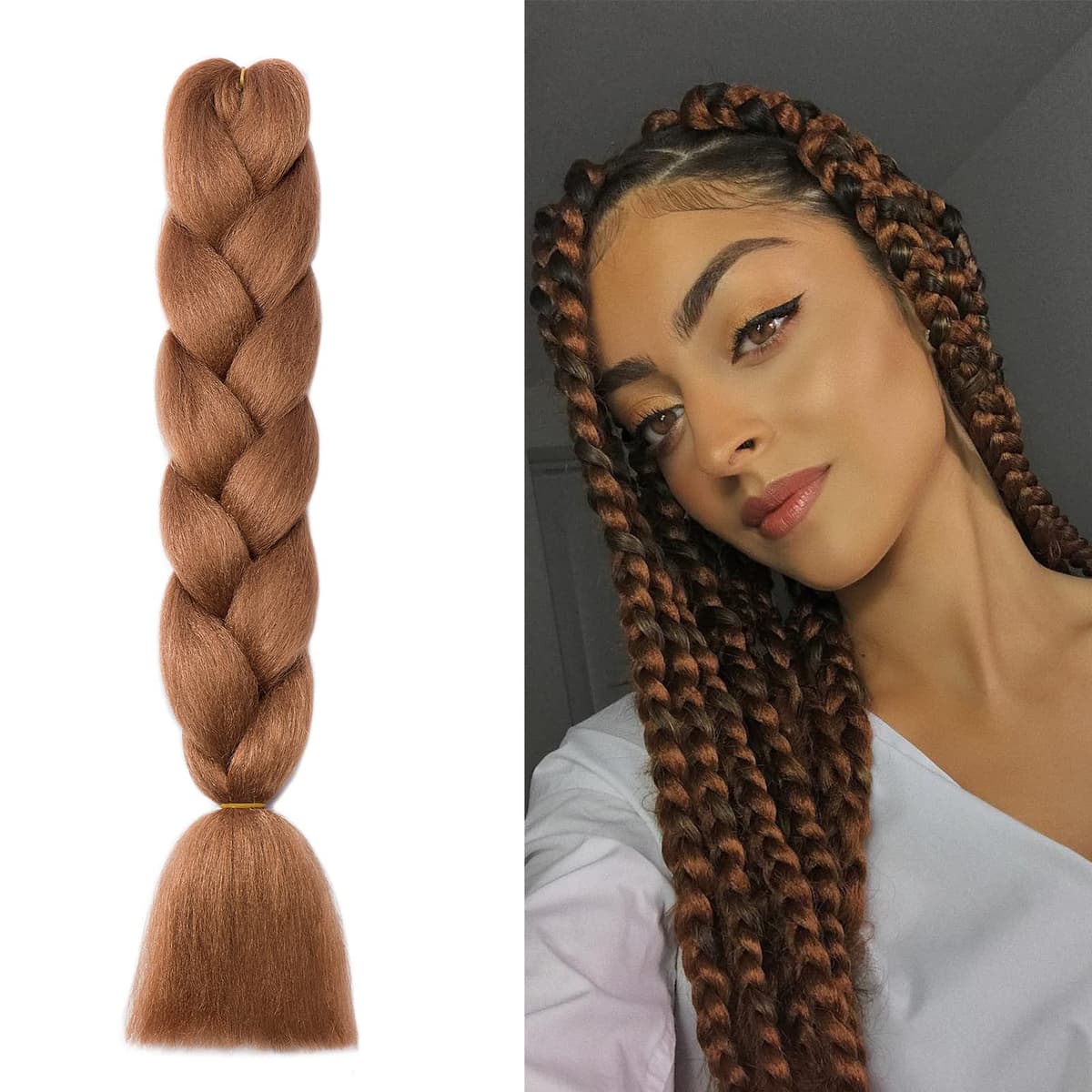24" Braiding Hair Extension Jumbo Braids Synthetic 3bundles/pack Crochet Hair Afro Box Braid Heat Resistent (Dark Purple) — view 9