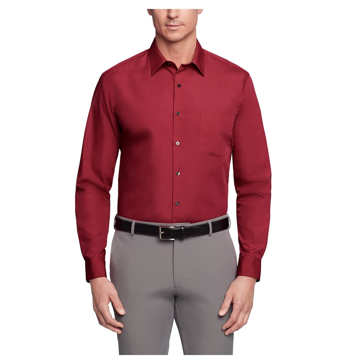 Van Heusen Mens Dress Shirt Regular Fit Poplin SolidDress Shirt — view 25