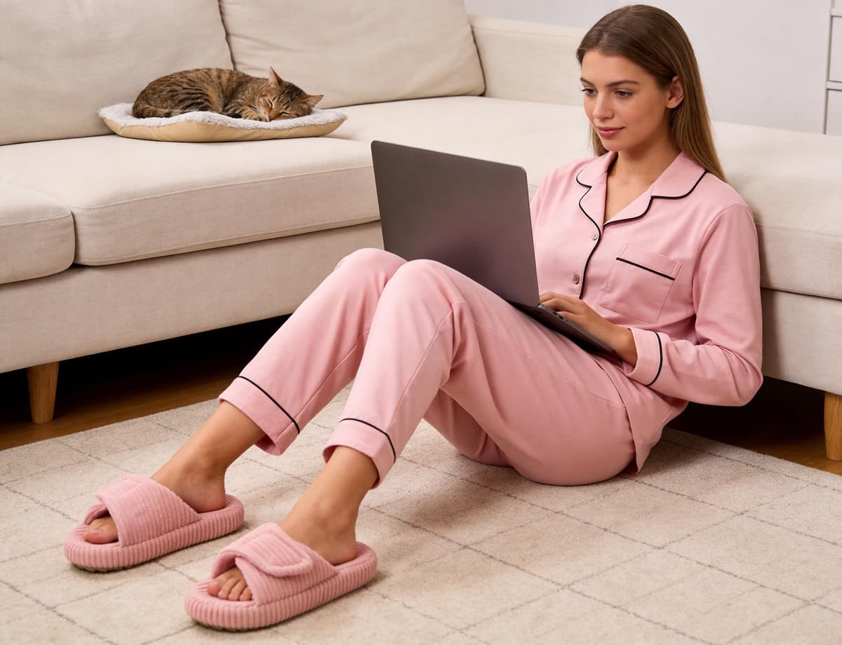 Zapatillas Casa Mujer Casual Cómodas Espuma de Memoria Pantuflas Moda Retro Antideslizantes Slippers para Interiores y Exteriores — view 3
