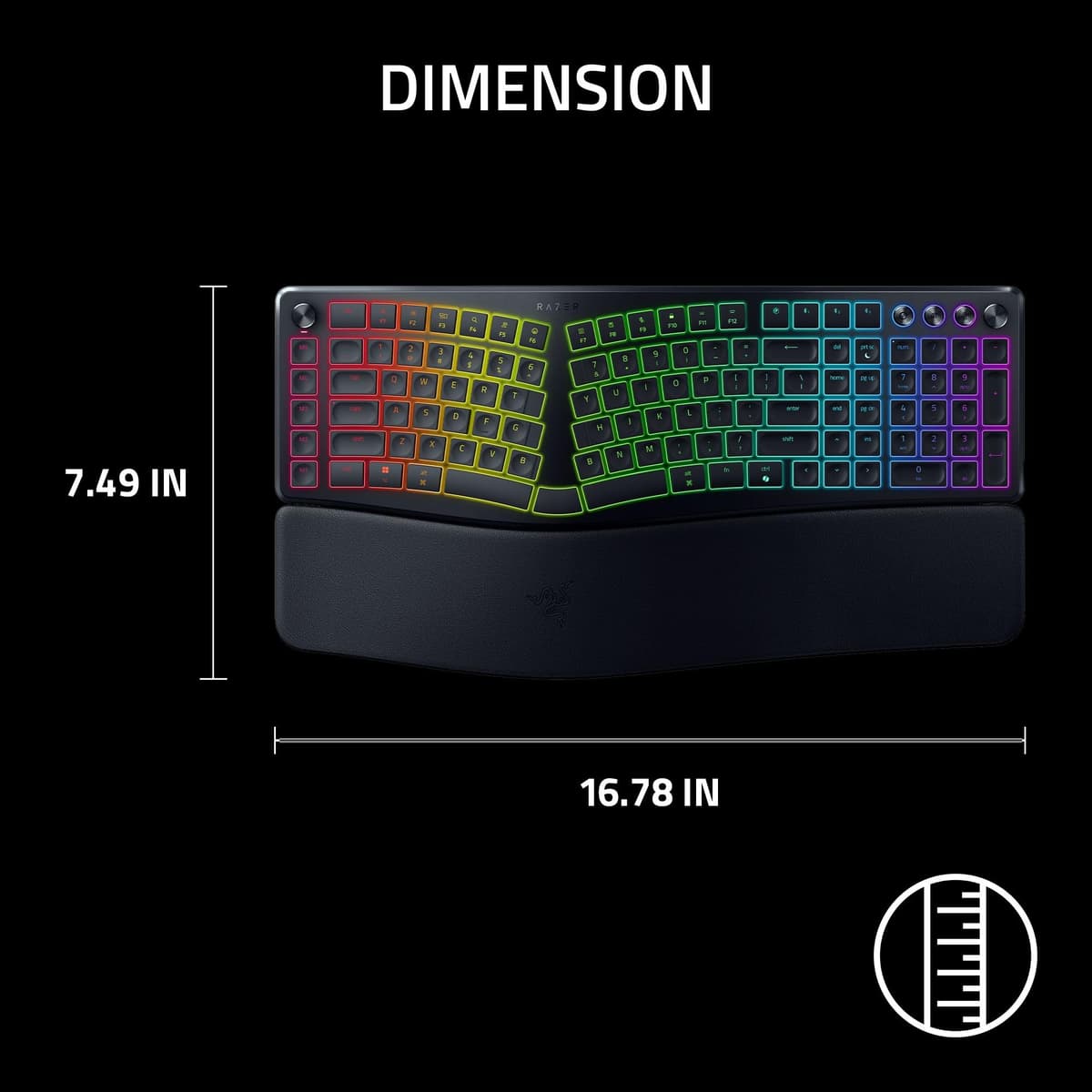 Razer Pro Type Ergo Wireless Split Ergonomic RGB Keyboard: Adjustable Tilt, Wrist Rest, Natural Typing, Multi Device Connectivity (2.4 GHz, Bluetooth, USB Type C), Windows/Mac Compatible - Black — view 8