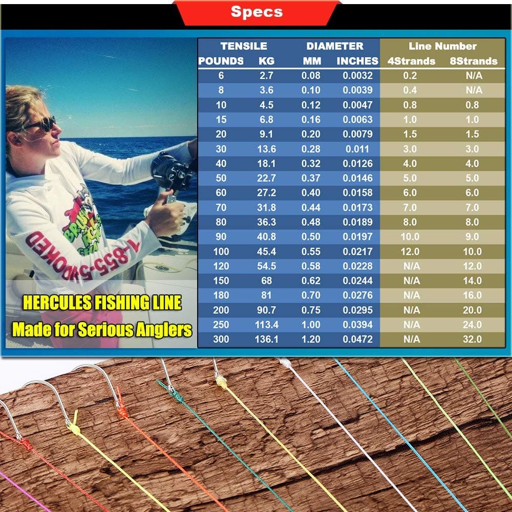 Hercules Sedal Trenzado de 8 Hilos, 100-2000 m, 10-300 LB, Súper Suave, Polietileno, Multifilamento Hilo Trenzado de Pescar en el mar y en el Agua — view 3