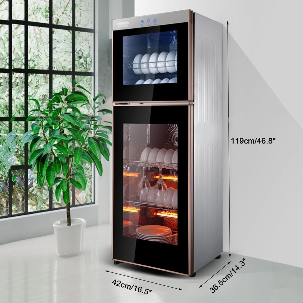 Upright Sterilizing Cabinet, Stainless Steel Disinfection Cabinet for Tableware and Dishes - 168L/198L Capacity — view 4