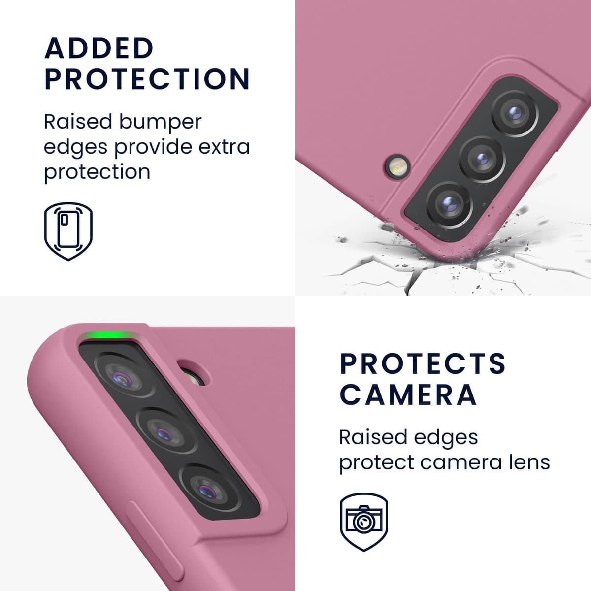 kwmobile Case for Samsung Galaxy S22 Plus Case - Soft Cover - Shockproof Silicone - Wireless Charging Dark Rose — view 3