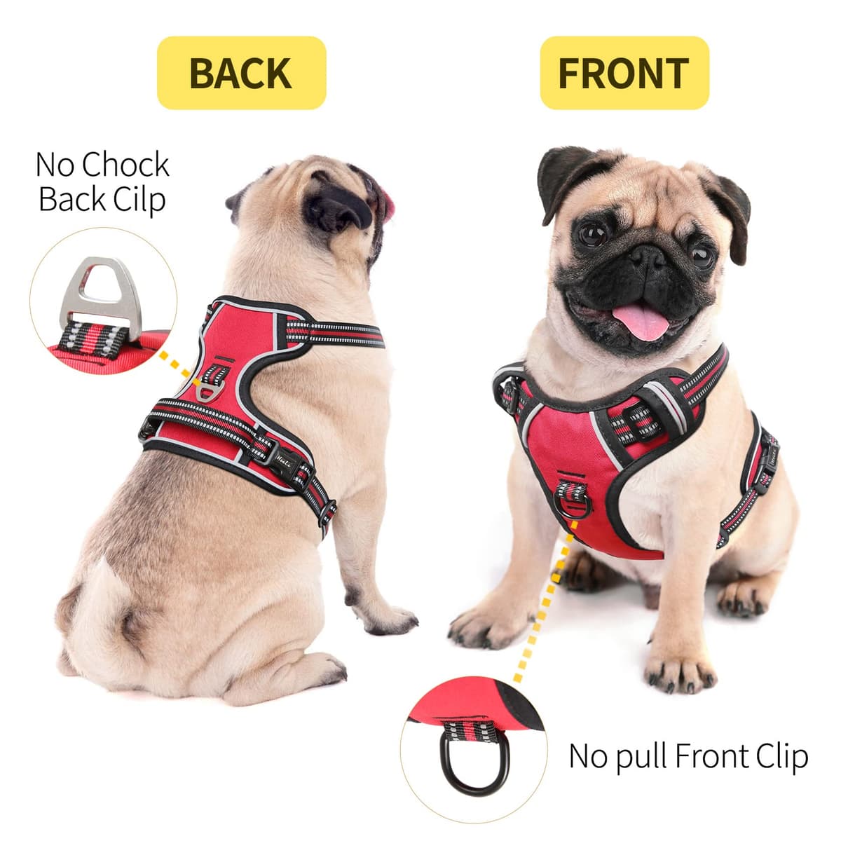 HEELE Dog Harness Medium No Pull Dog Vest Harness with Soft Handle Reflective Pet Harness for Outdoor Training Walking, Black, M — view 17