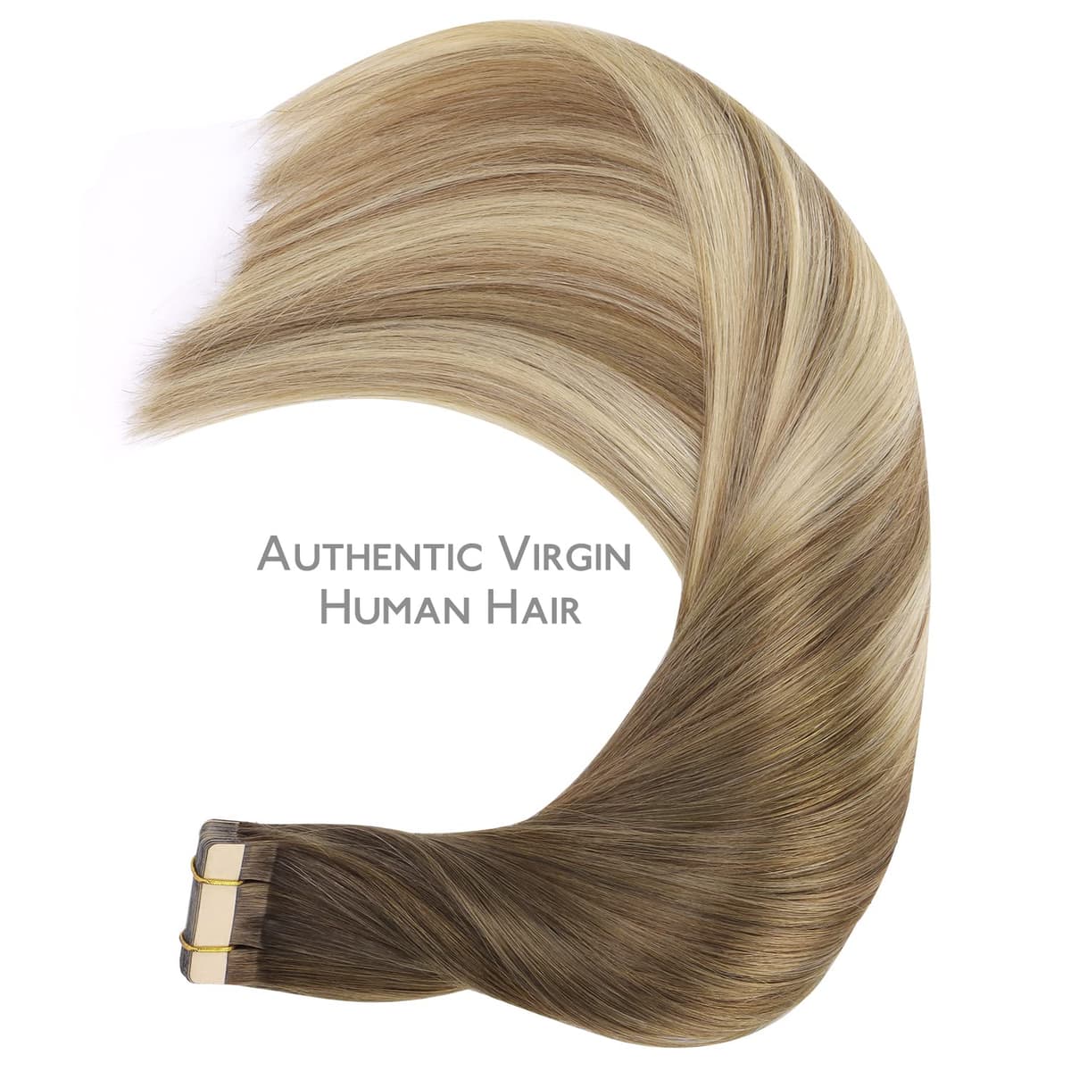 WENNALIFE Extensiones Adhesivas Pelo Natural, 50cm, 50g, 20 Piezas, Ombré Walnuss Braun bis Ash Braun und Bleach Blonde, Extensiones Pelo Remy Cabello Humano — view 6