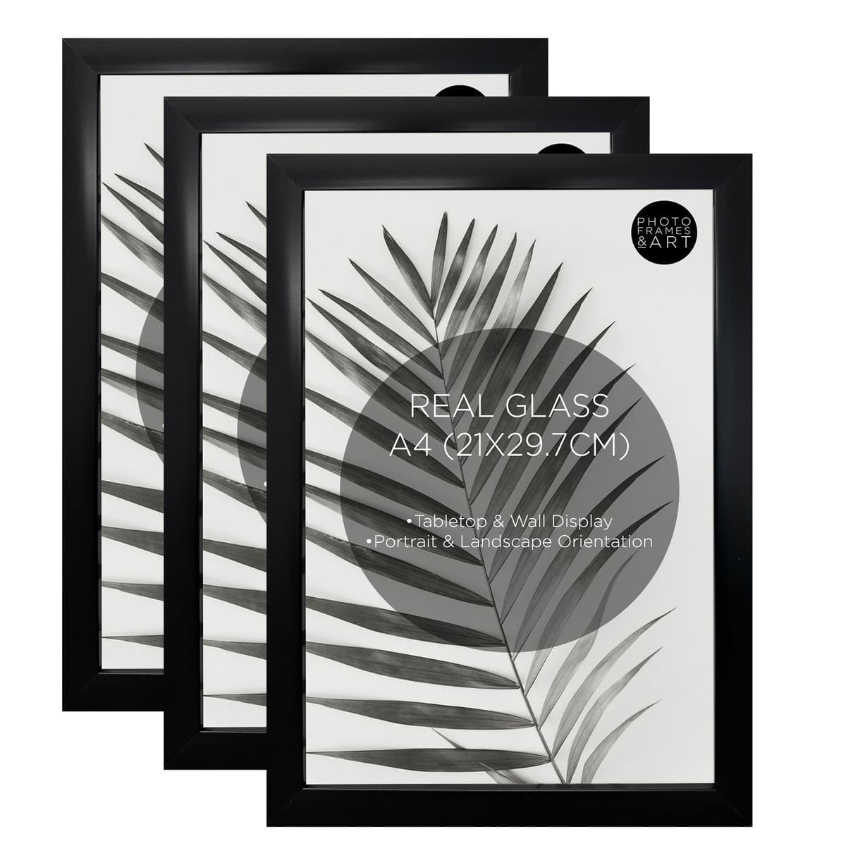 pf+a REAL GLASS A3 Black Frame Glass - PREMIUM A3 Picture Frame Black - Oxford A3 Print Portrait and Landscape Display — view 24