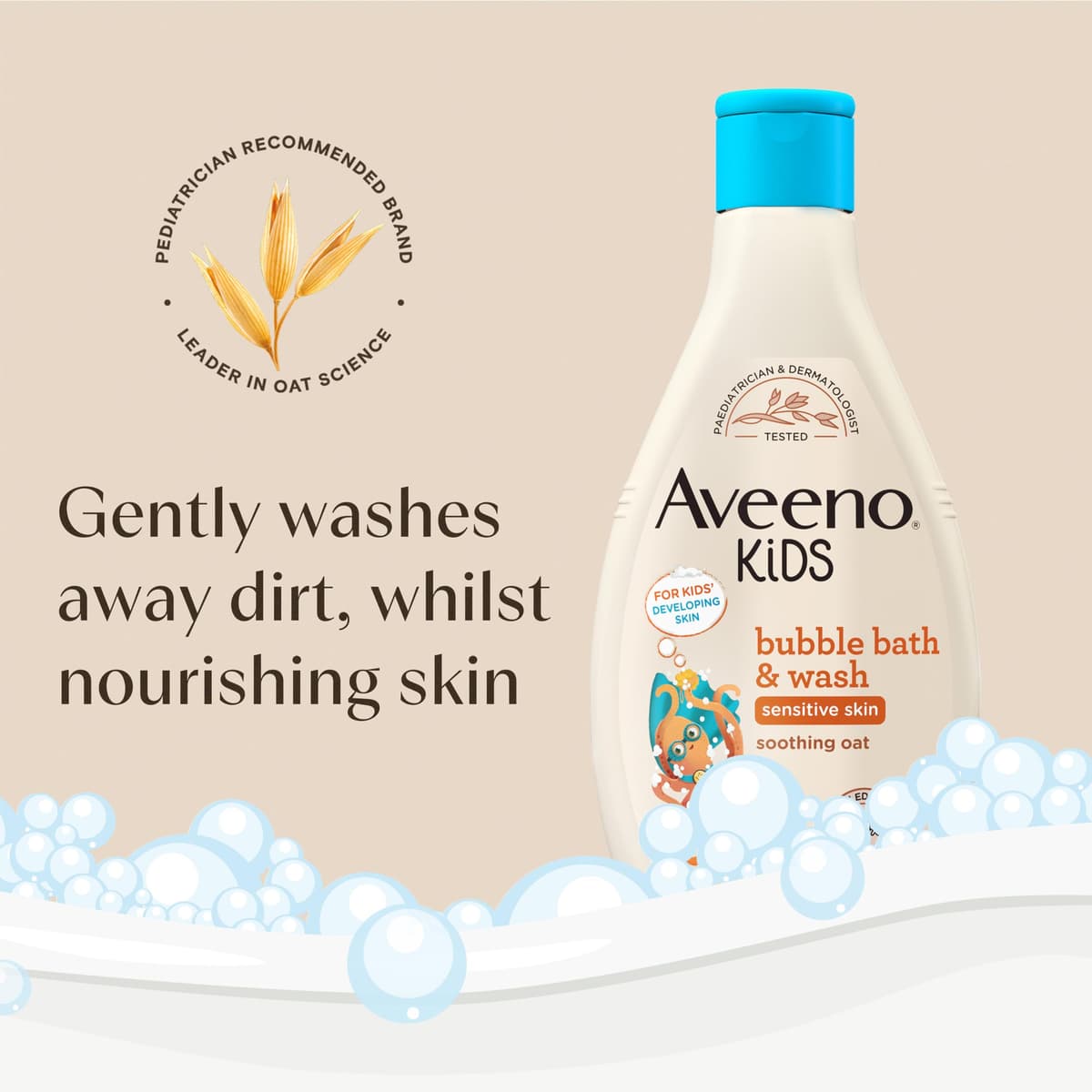 Aveeno Baby KIDS Bubble Bath & Wash 250ml | Enriched with Soothing Oat Extract | Foam Body Wash Developed for Your Little Superhero | Childrens Toiletries Sets — view 3