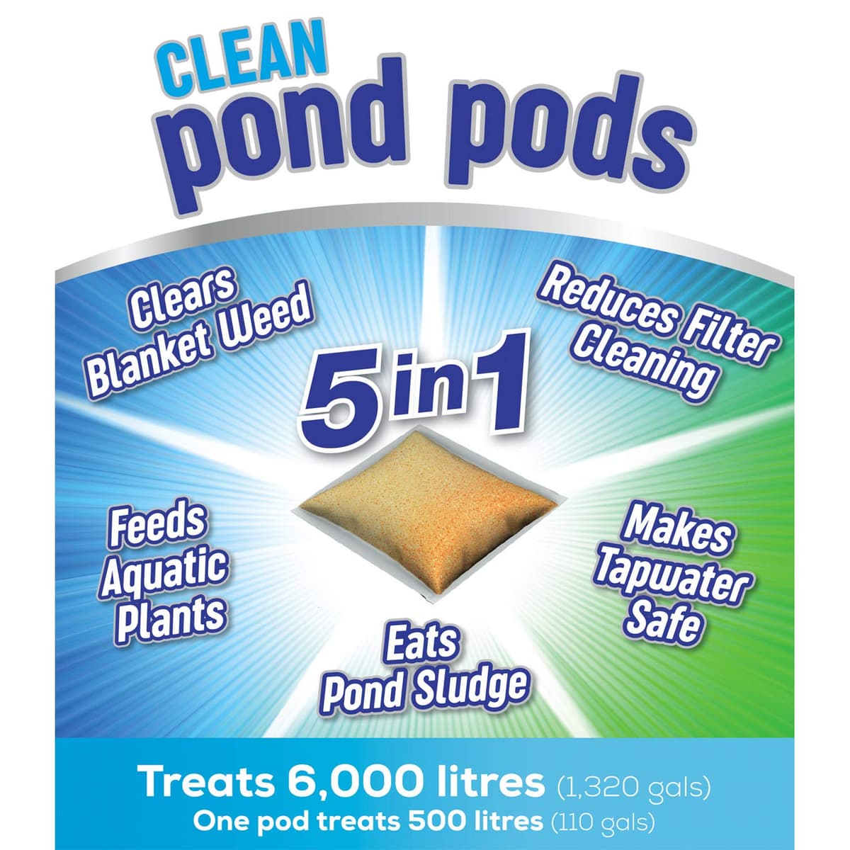 Blagdon Clean Pond Pods, Clears Blanket Weed, Reduces Filter Cleaning, Feeds Aquatic Plants, Eats Pond Sludge, Removes Chlorine, Makes Tap Water Safe, Pet & Wildlife Safe (pack of 12 pods) — view 3