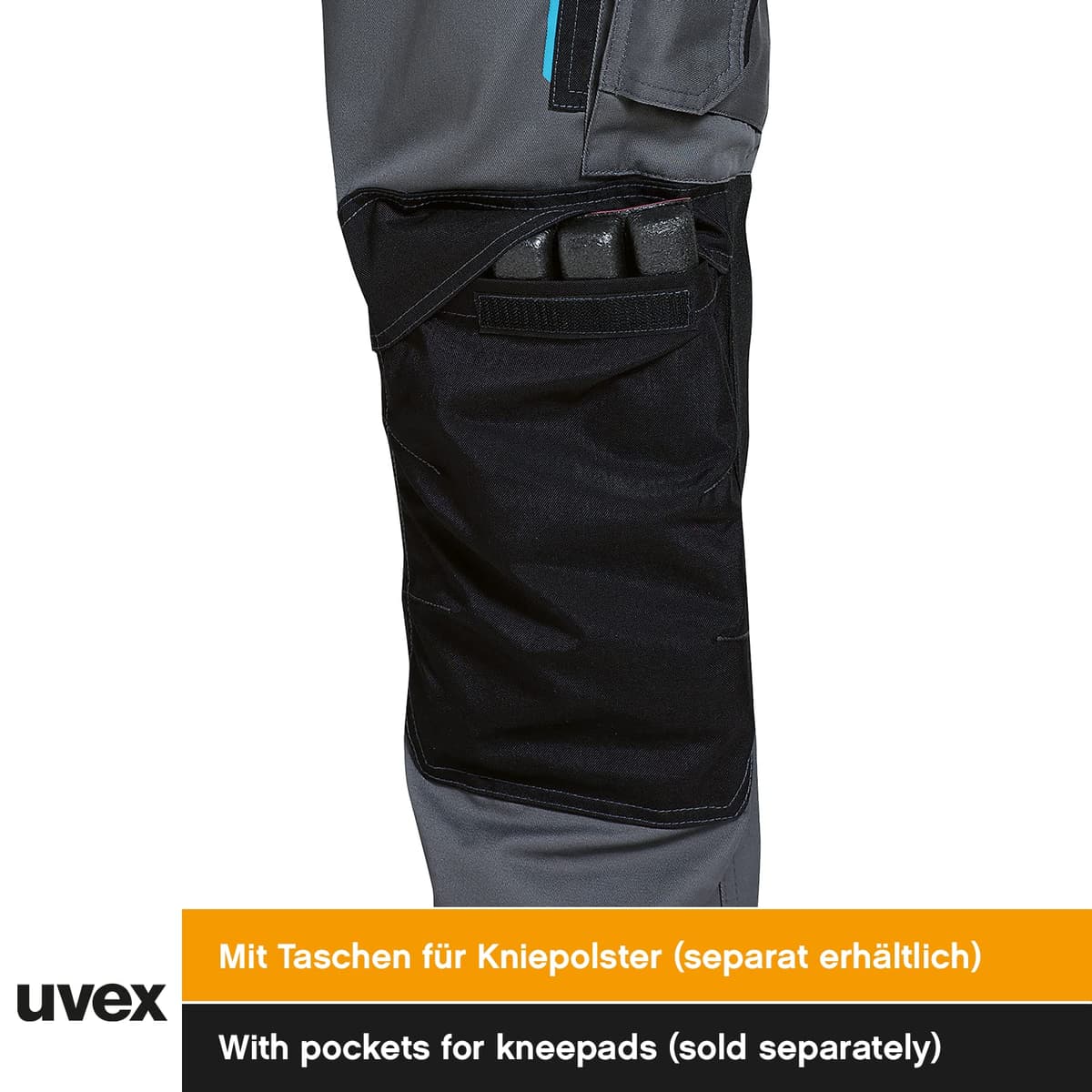 Uvex Tune-up 8909 Pantalon de Trabajo para Hombre - Pantalones Cargo para Trabajar de Algodón y de Cordura - Multibolsillos - Bolsillo de Las Rodilleras - Color Gris, Negro, Azul, Verde, Blanco — view 11