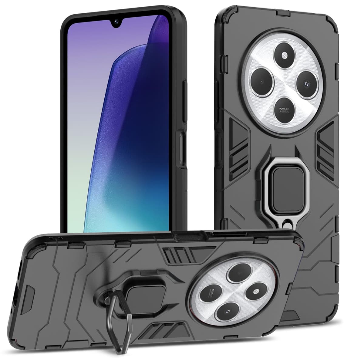 Funda para CMF Phone 2 Pro, Carcasa Antigolpes con Soporte anular metálico, Case Protectora de Grado Militar, Negro — view 868