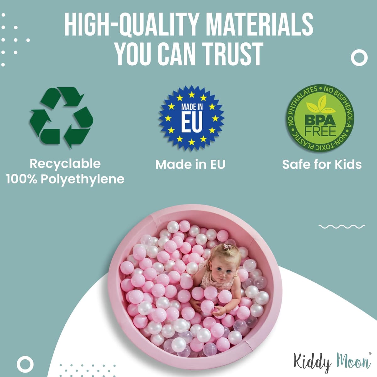KiddyMoon Soft Plastic Play Balls ∅ 7Cm/2.75In Multi-Colour Made In EU — view 4