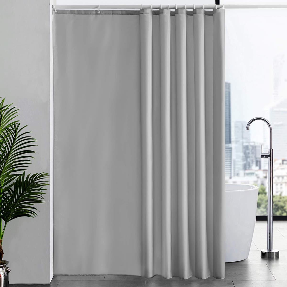 Furlinic Cortina Ducha 200x200cm Antimoho Impermeable Lavable Blanco Tela Poliéster Grandes Cortinas de Baño con 12 Aros de Cortina Ducha. — view 89