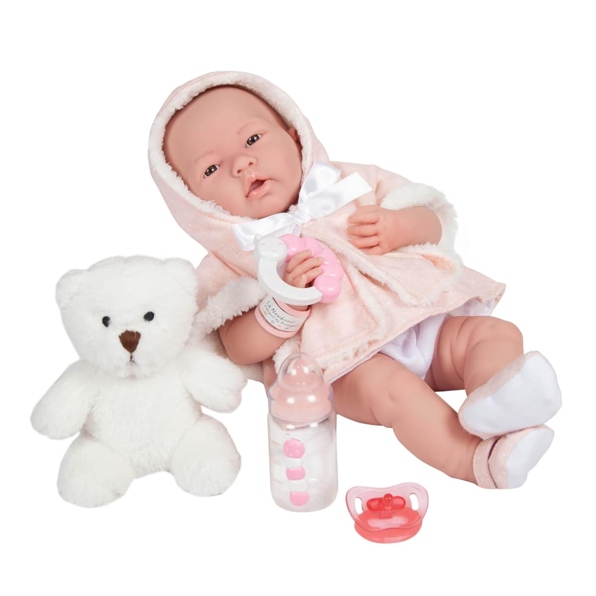 JC TOYS- Muñeca La Newborn recién Nacida de 38 cm es de Vinilo Suave, Ropa de algodón Calado y Accesorios, niña, Rosa, diseñado en España por Berenguer, 2 años — view 13