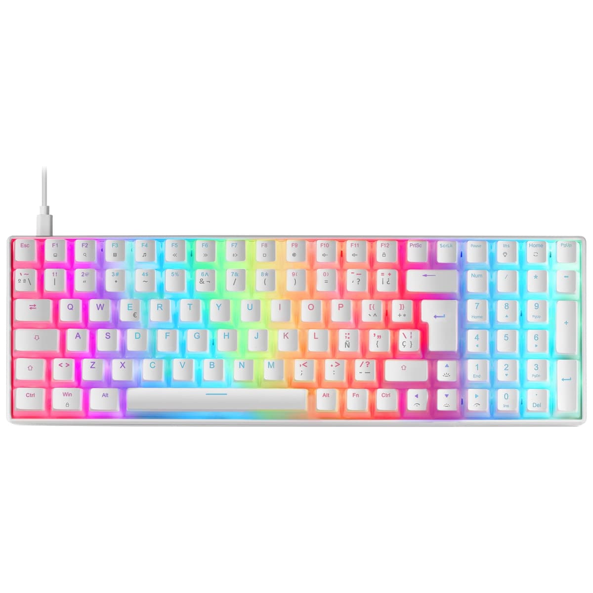 Mars Gaming MKMINIPRO, Portugués, Teclado Mecánico Compacto 60%, Switches Mecánicos Hot-Swappable, Iluminación RGB Chroma, Teclado Gaming Antighosting, Multiplataforma, Switch Azul, Blanco — view 13