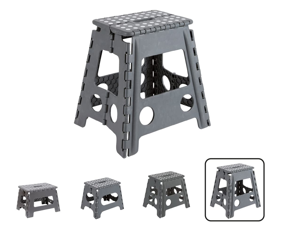 ARREGUI TB-022-G Taburete Plegable Cocina o Baño | Escalera Plegable Pequeña | Taburete Infantil | Banqueta Baño | Escalón Plegable para Adultos y Niños (hasta 150Kg) | 22 cm de Altura | Gris — view 8
