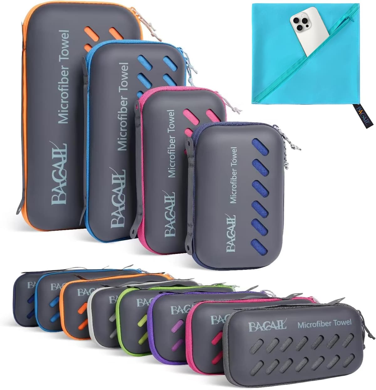 BAGAIL Toallas de Viaje de Microfibra, Toallas de Campamento, Toallas de baño y Toallas de Playa, Secado rápido - Súper absorción de Agua - Súper Compacto, Muy Adecuado para el Deporte y el Fitness — view 15