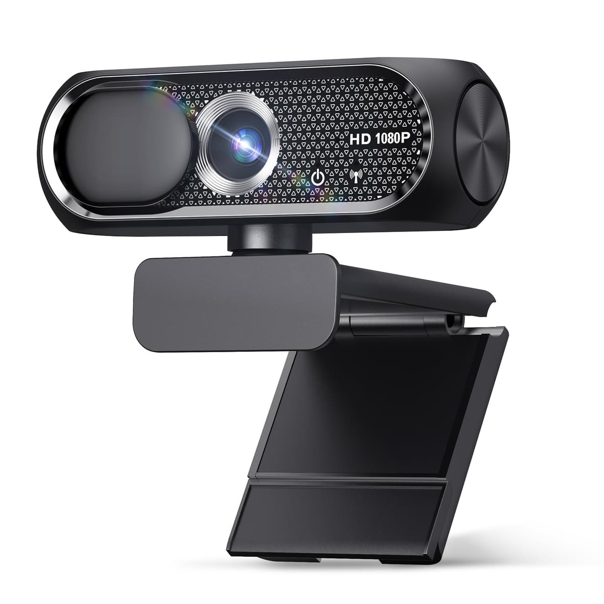 1080P HD Webcam with Microphone, Noise Cancellation, Privacy Cover, Wide-Angle Lens, Auto Light Correction, Plug & Play USB Web Camera for Laptop, Desktop, PC, Mac, Zoom, Skype, Streaming (Black)