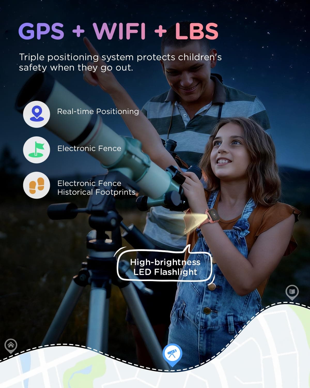 4G Reloj Inteligente Niña, 1.83'' HD Smartwatch Niñas con GPS y Llamadas, Videollamadas, Chat de Voz, Modo Escuela, Doble Cámara, Monitor de Sueño, Podómetro, Despertador IP68 para Niñas Niños Rosa — view 3