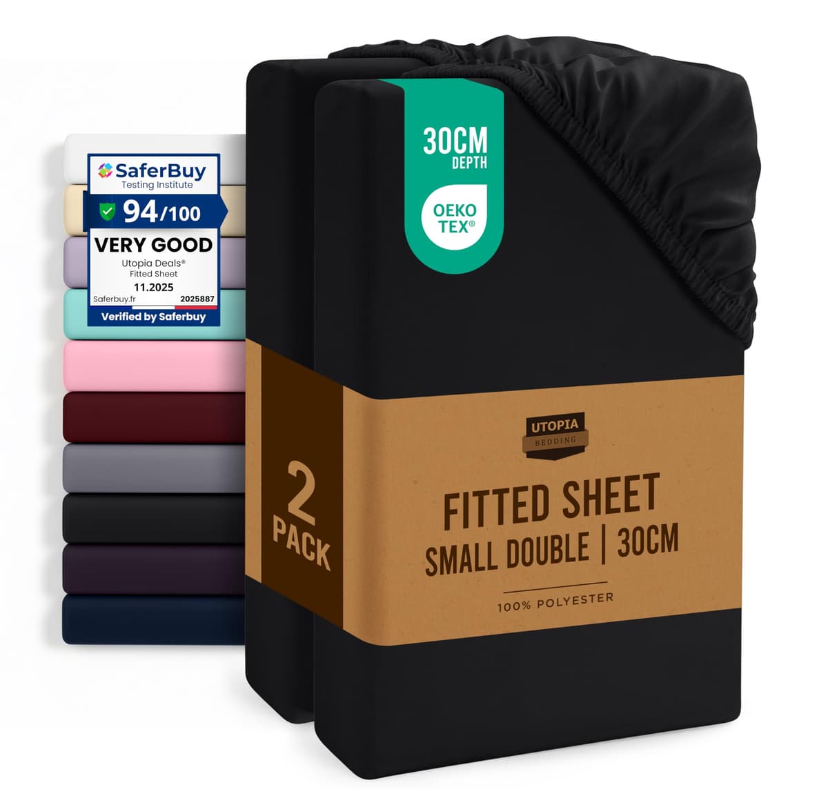 Utopia Bedding Fitted Sheet Single (2 Pack), White - Deep Pocket 14 inch (35 cm) - Oeko Tex Certified - Easy Care - Soft Brushed Microfibre Fabric - Shrinkage and Fade Resistant - Bottom Sheet — view 51