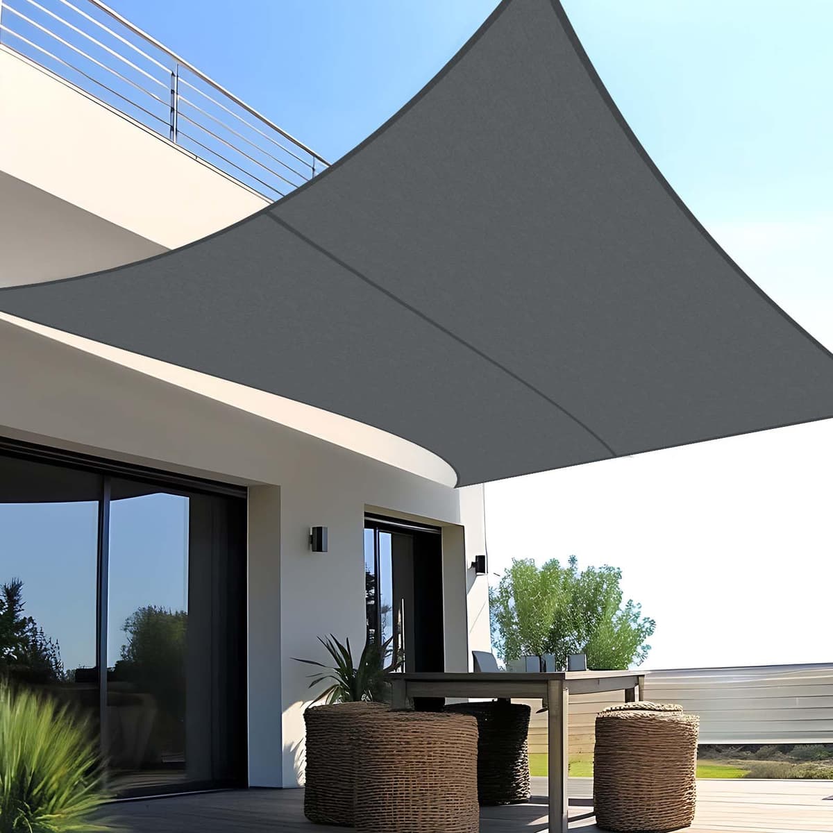 SUNNY GUARD Toldo Vela de Sombra Impermeable 3x3x3m Triangular a Prueba de Viento protección UV para Patio,Jardín, Exteriores, Terraza, Color Arena — view 13