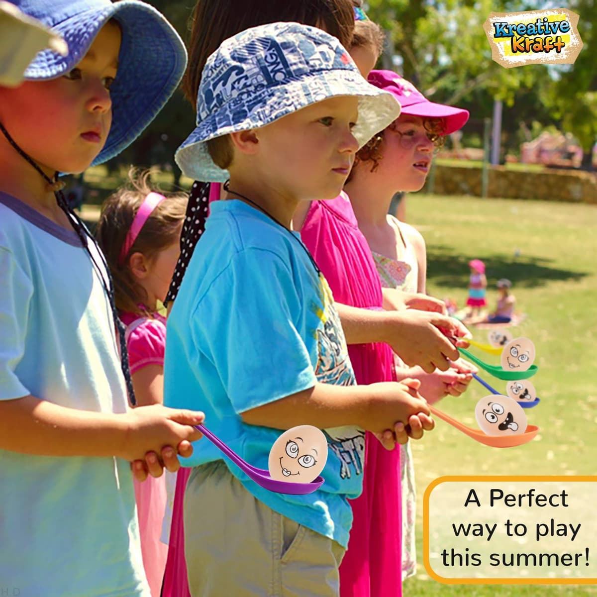 KreativeKraft Egg and Spoon Race Kit, Garden Outdoor Toys Family Party Games Set Includes 6 Easter Eggs & 6 Plastic Spoons Kids and Adults — view 4