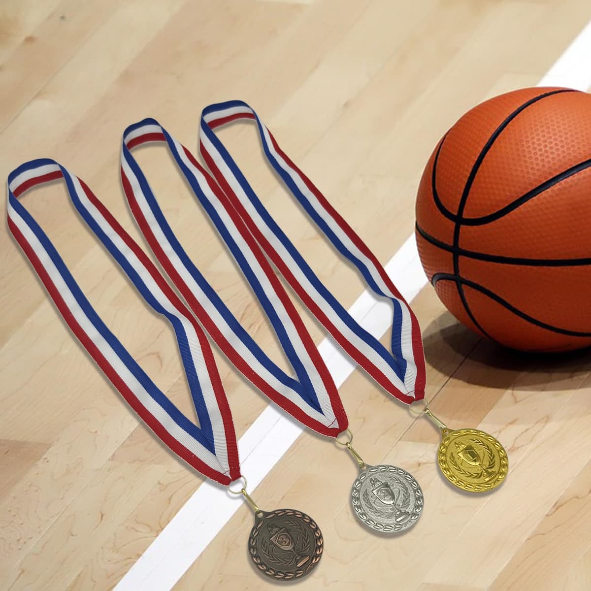 Medallas para niños, juego de 12 medallas del día deportivo de metal bronce plateado dorado con collar de cinta para los premios del día deportivo regalos de fiesta, niños adultos — view 5