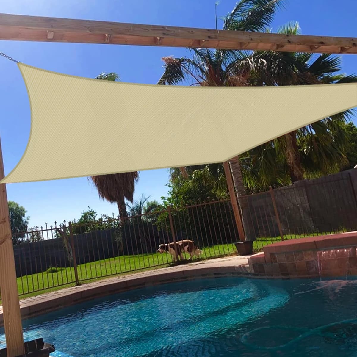 Windscreen4less 18' x 20' Sun Shade Sail Rectangle Outdoor Canopy Cover UV Block for Backyard Porch Pergola Deck Garden Patio (Beige)