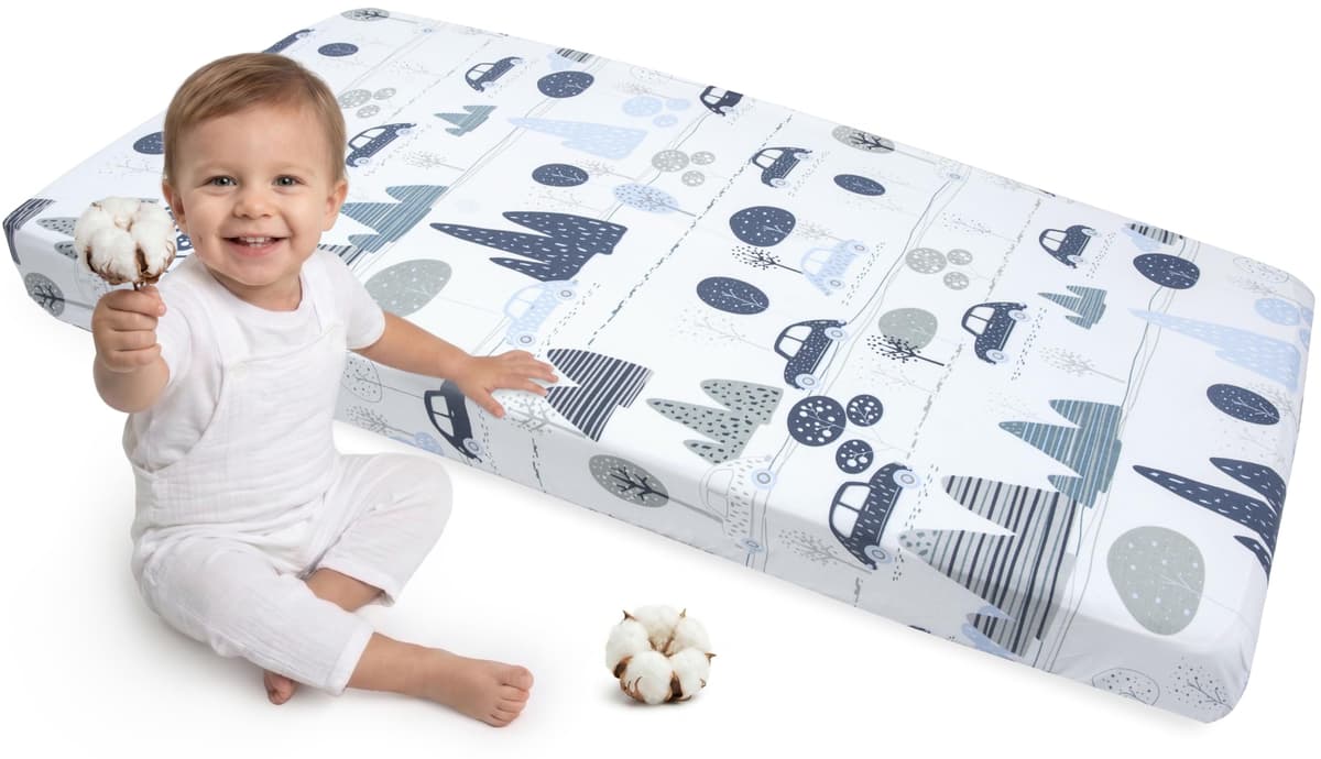 Medi Partners Sabana Bajera Cuna 60x120 Set de 3-100% Algodon Sabanas de Algodón Bebe Ropa de Cama para Bebés Dormir Cuna Fitted Bed Sheet Protector (Safari-Blanco-Gris) — view 21