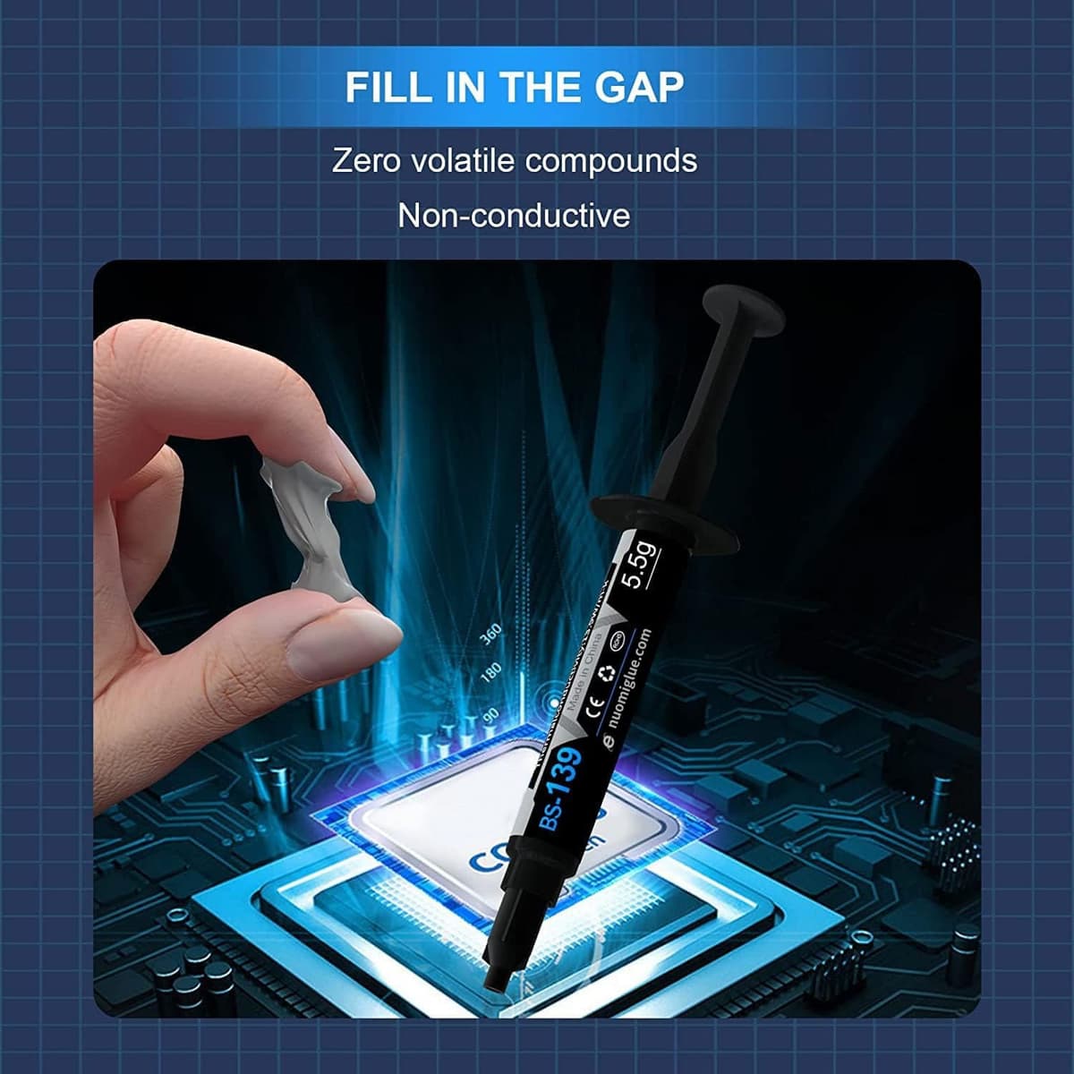 BSFF Thermal Paste, 5.5g with Toolkit CPU Paste Thermal Compound Paste Heatsink for IC/Processor/CPU/All Coolers, Carbon Based High Performance — view 3