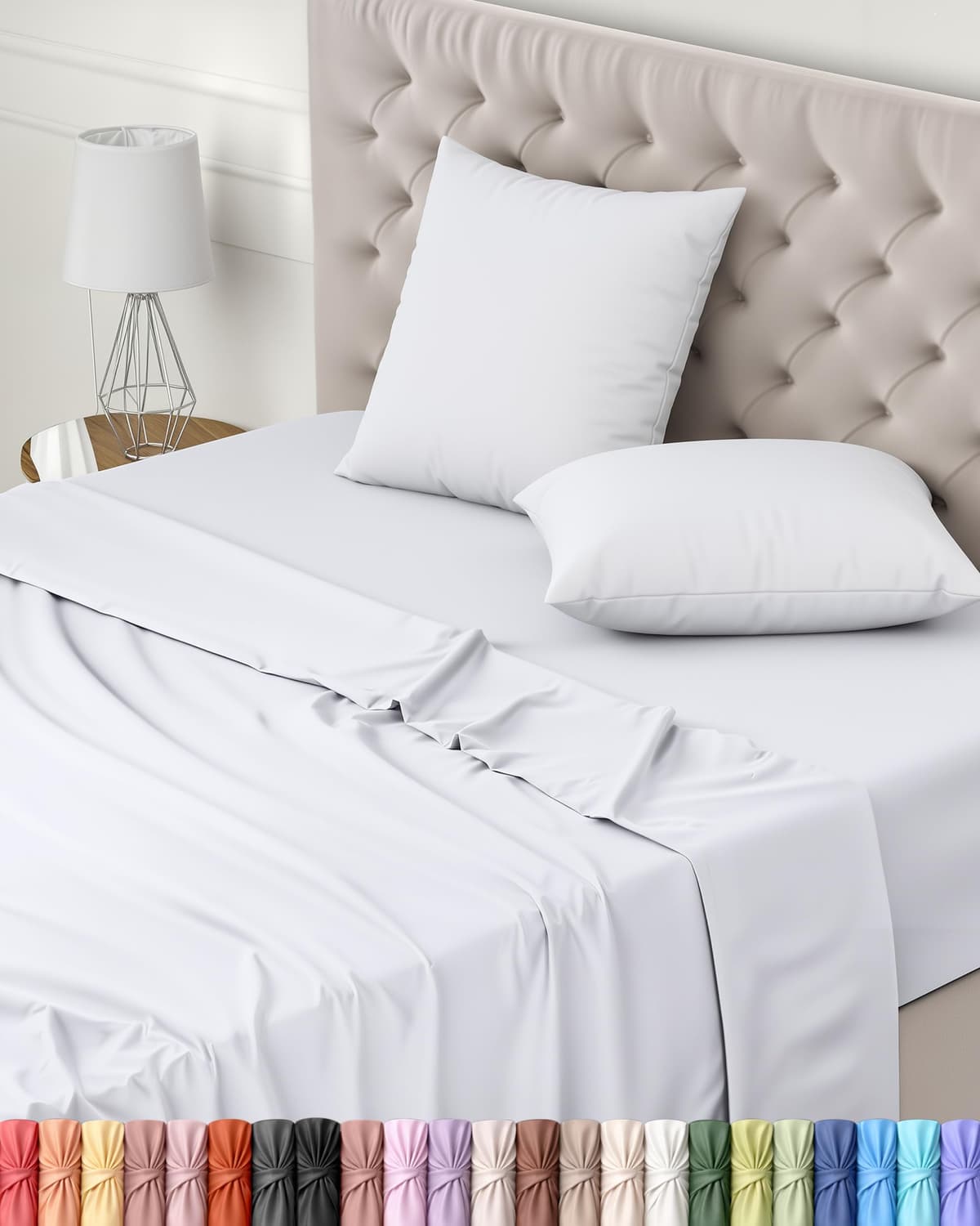 Utopia Bedding Juego de Sabanas 4 Piezas 150x200 - Poliéster Microfibra Cepillada - Oeko-Tex Certificado - Sábana Bajera, Sábana Plana y 2 Fundas de Almohada 50x75 (Cama 150, Blanco) — view 36