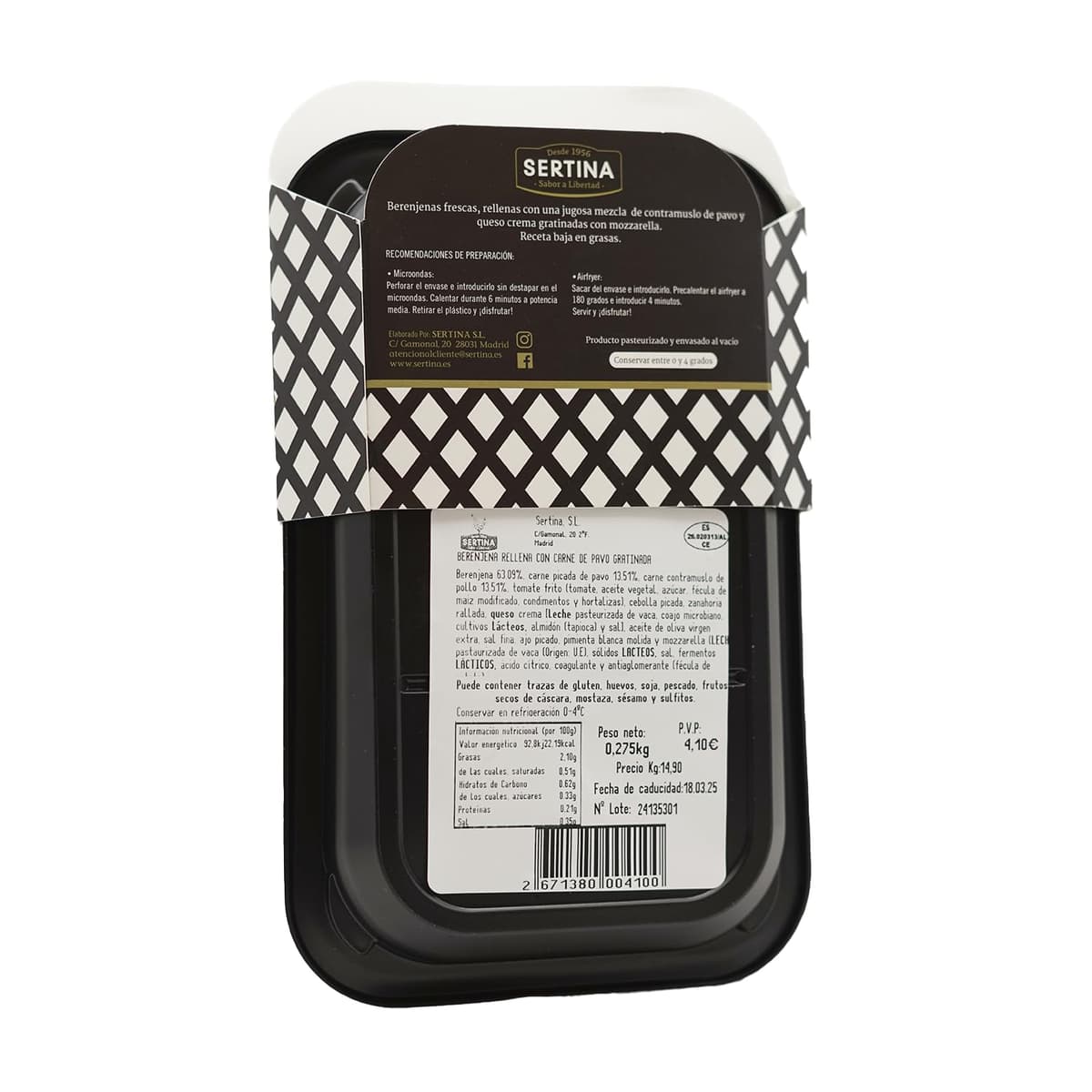 Sertina Berenjenas Rellenas con Carne de Pavo, Pack de 6 x 350g - Comida Gourmet Lista para Comer, Berenjenas, Pavo Picado, Mozzarella, Receta Tradicional, Ingredientes Naturales — view 4