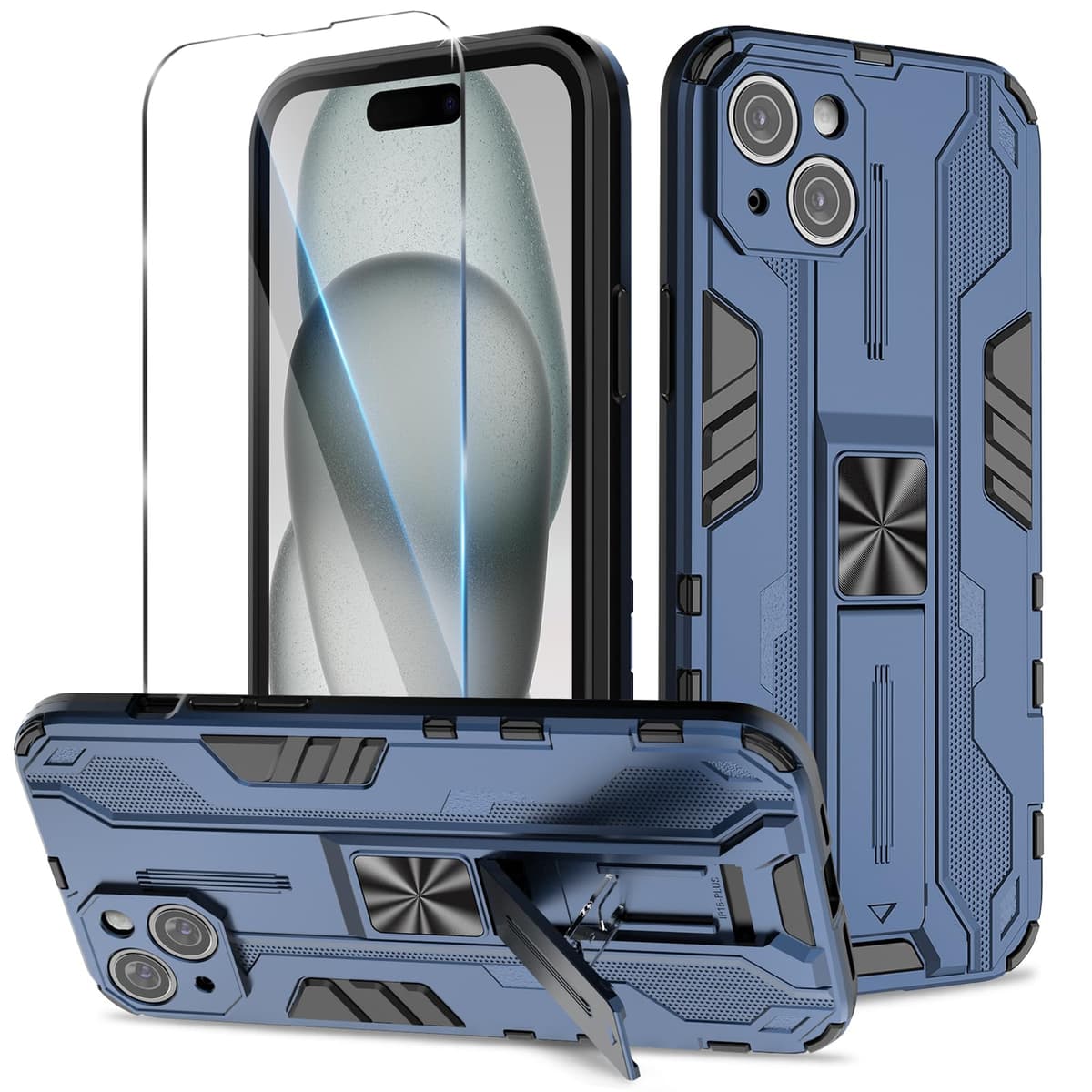Funda para CMF Phone 2 Pro, Carcasa Antigolpes con Soporte anular metálico, Case Protectora de Grado Militar, Negro — view 418