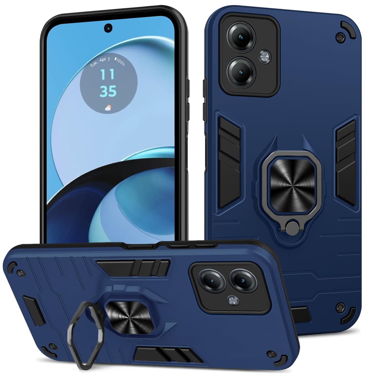 Funda para CMF Phone 2 Pro, Carcasa Antigolpes con Soporte anular metálico, Case Protectora de Grado Militar, Negro — view 489