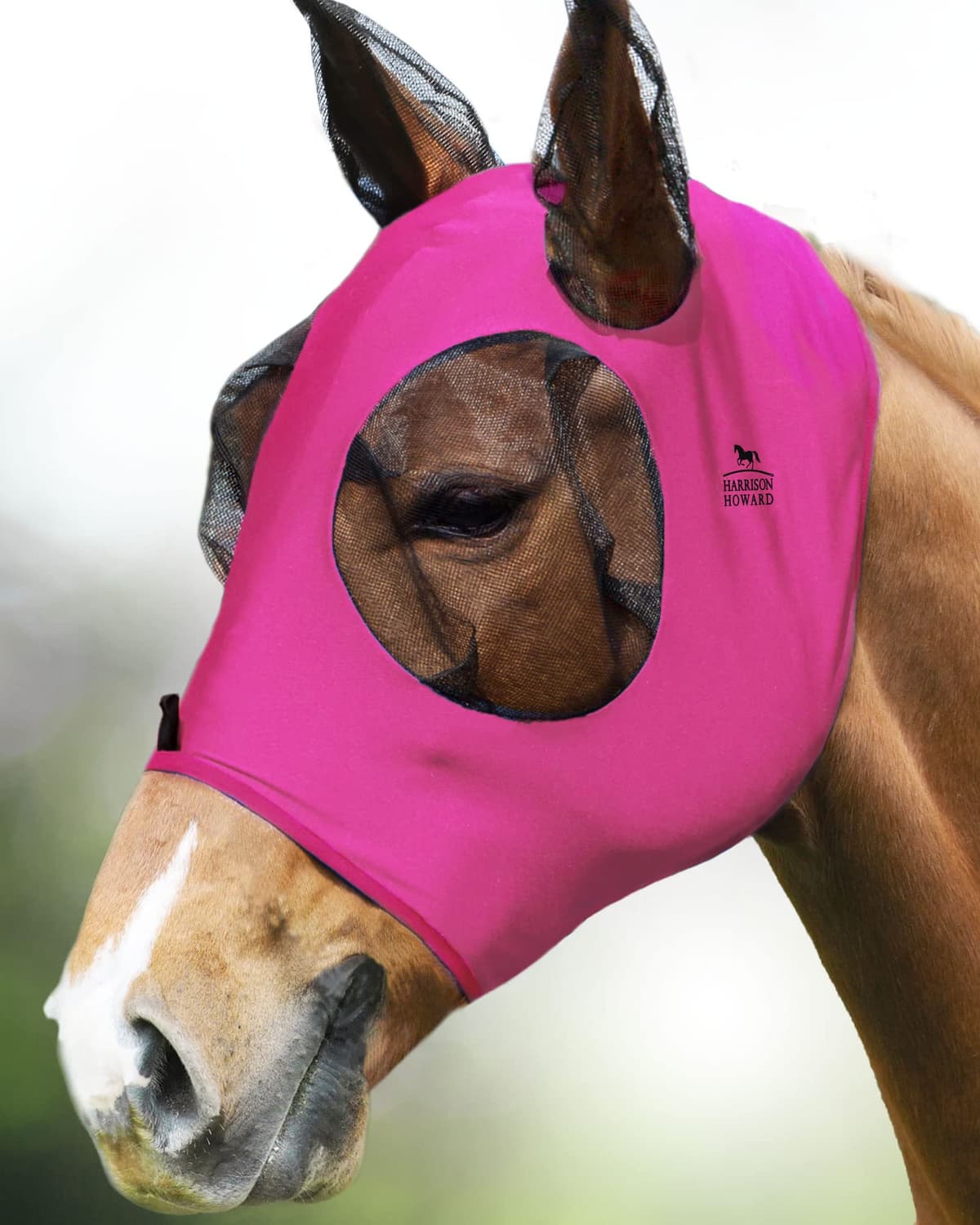 Harrison Howard Máscara elástica para Moscas de Caballo, excelente Comodidad con protección UV, máscara estándar para Caballos, Azul Marino M — view 6