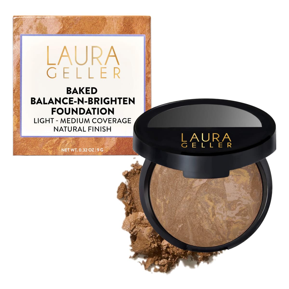 LAURA GELLER Baked Balance-n-Brighten Colour Correcting Powder Foundation (Medium) Buildable Light to Medium Coverage Baked Foundation, Demi-Matte Finish — view 24