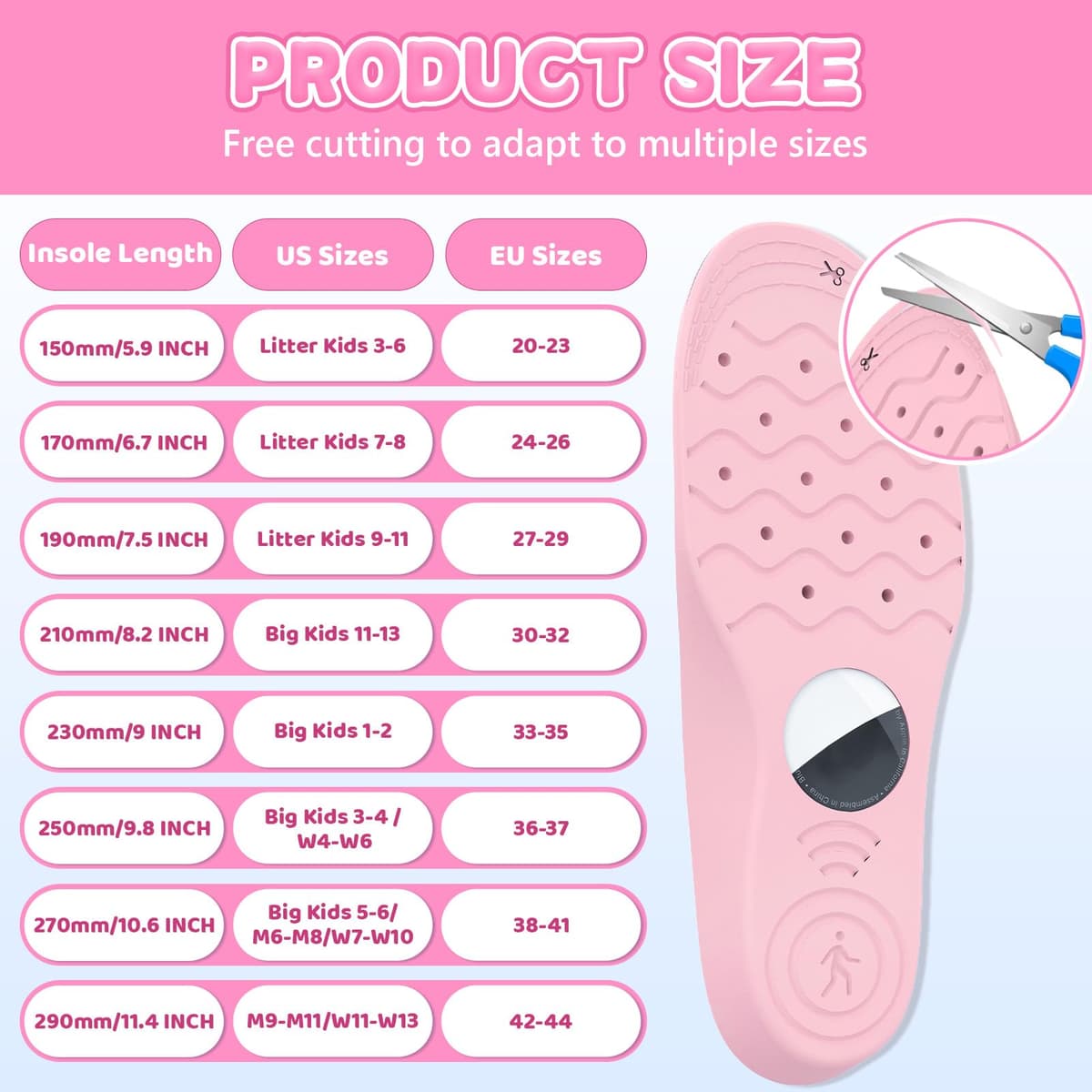 AXFEE Plantillas para Air-tag Dispositivo, Oculto Air Tag GPS Tracker Funda Protectora, Instalación Segura, para Plantillas ProtecToras Air tags para Niños y Personas Mayores, Rosa(135-150mm) — view 2