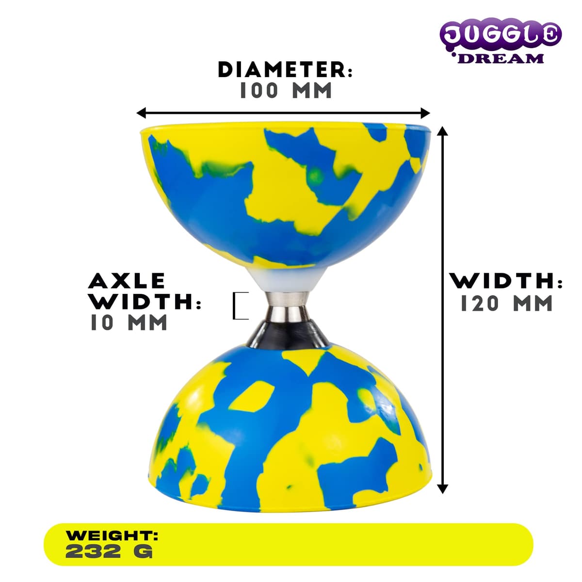 Juggle Dream Jester Diábolo Set para Malabares - Diábolo con Eje de Rodamientos con Palos de Aluminio y Vídeo de Aprendizaje en Línea (Azul/Blanco) — view 2