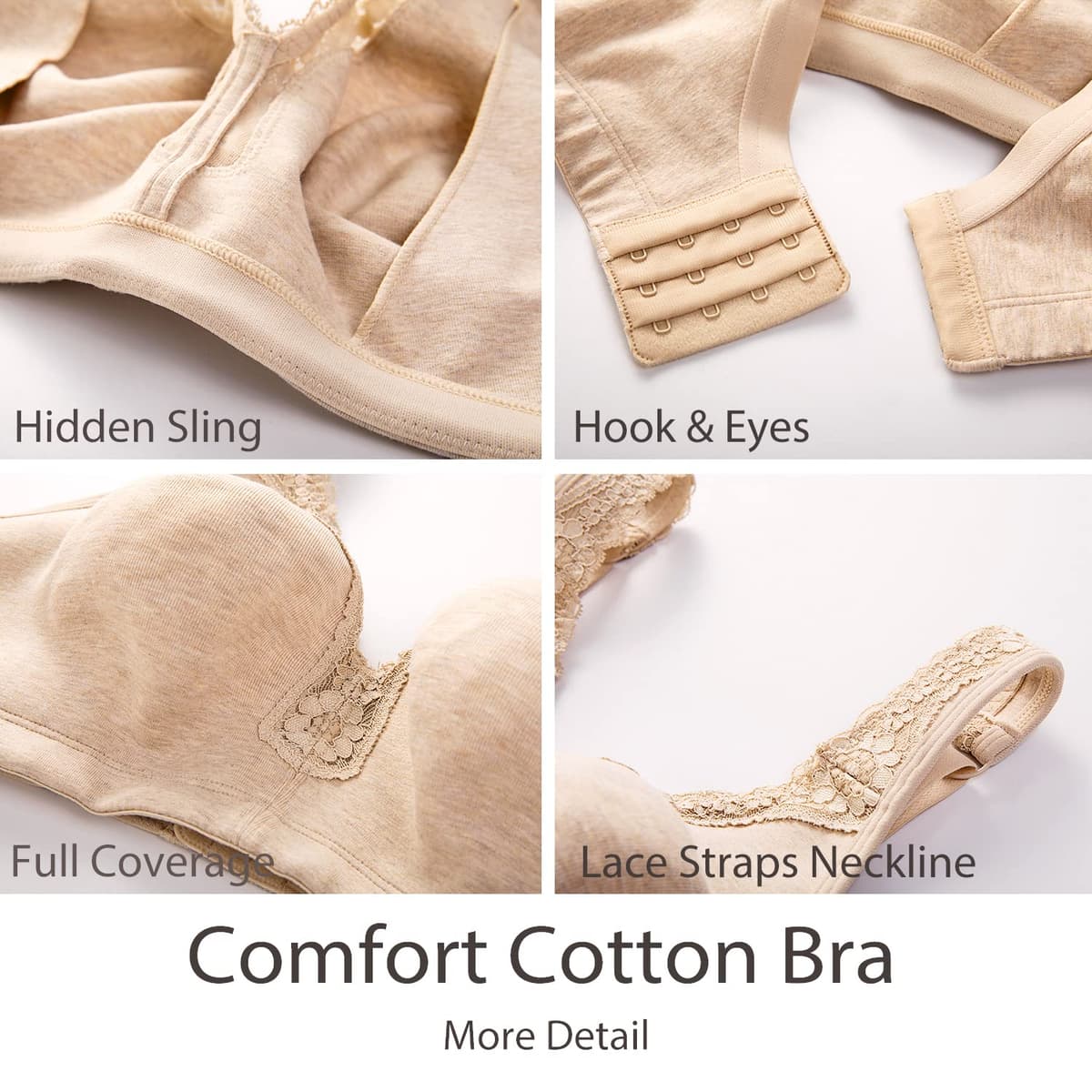 Delimira Women's Non Wired Bras Full Coverage Cotton Comfort Bra Plus Size Non Padded Soft Bras — view 7