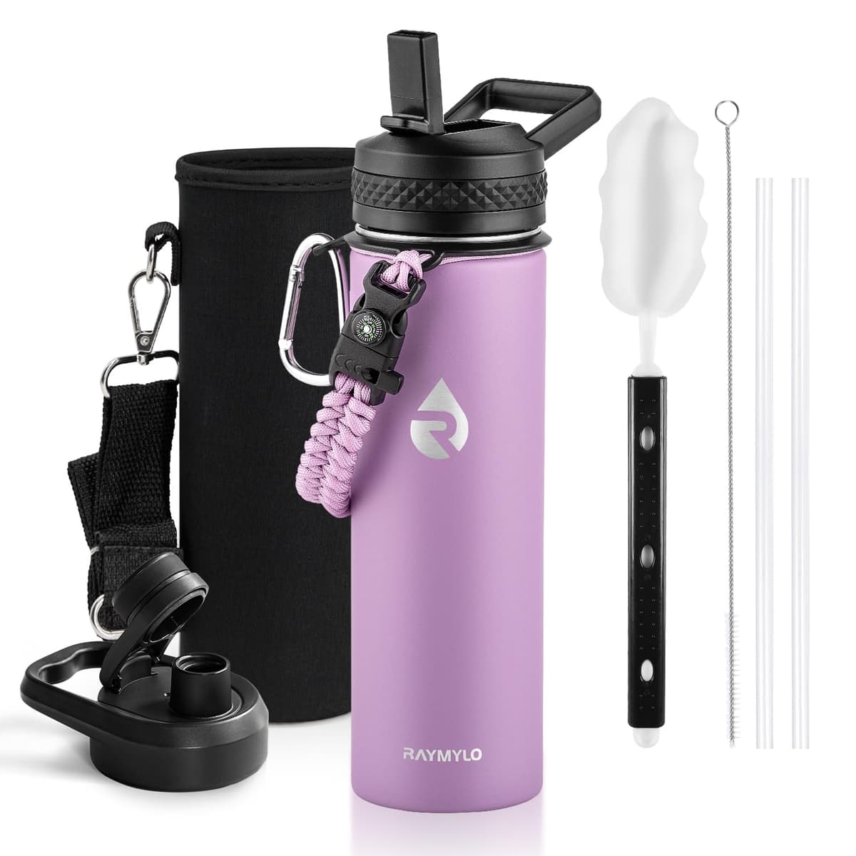 RAYMYLO One Gallon Water Bottle Insulated, Triple Walled Vacuum Stainless Steel (Cold for 48 Hrs), Leak Proof & Non-BPA, Large Water Flask Jug with Paracord Handle & Straw Spout Lids — view 92