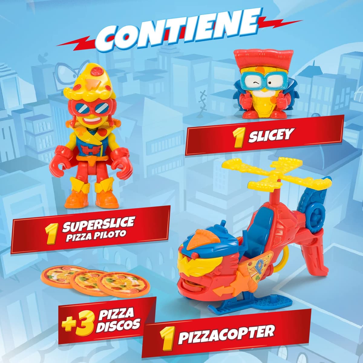 SUPERTHINGS Pizzacopter, Helicóptero de con Lanzador de Discos de Pizza, Incluye 1 Kazoom Kid y 1 SuperThing — view 2