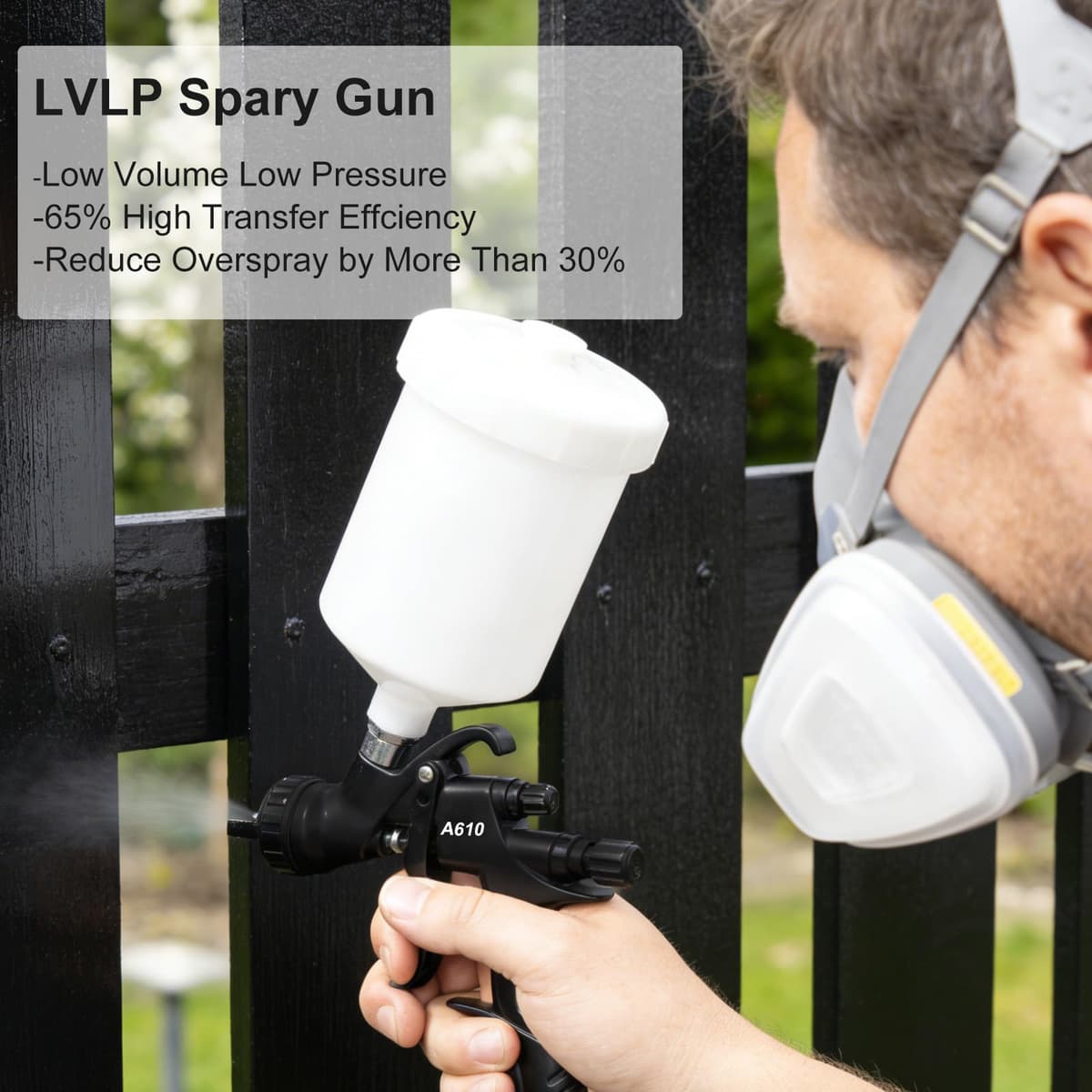 BENTOHKLE A610 LVLP Air Spray Gun with 1.3/1.5/1.7mm Nozzles& Air Gauge, R500 Automotive Paint Gun Sprayer for Car, House Painting, Industrial Coating — view 4